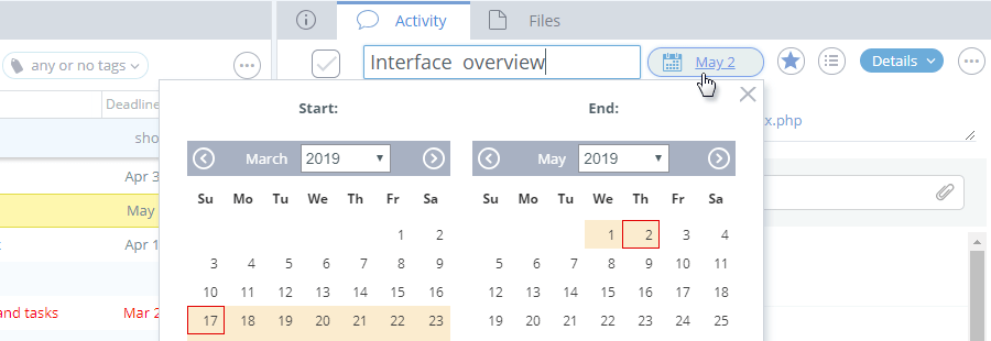 Editing projects and Tasks