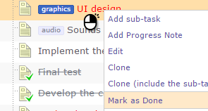 Right click menu